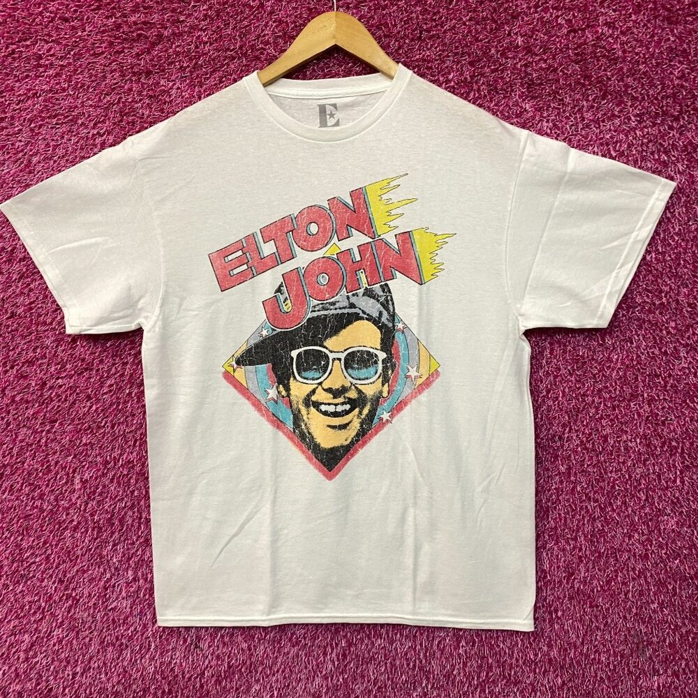 Elton John Vintage Style Graphic T-shirt Large